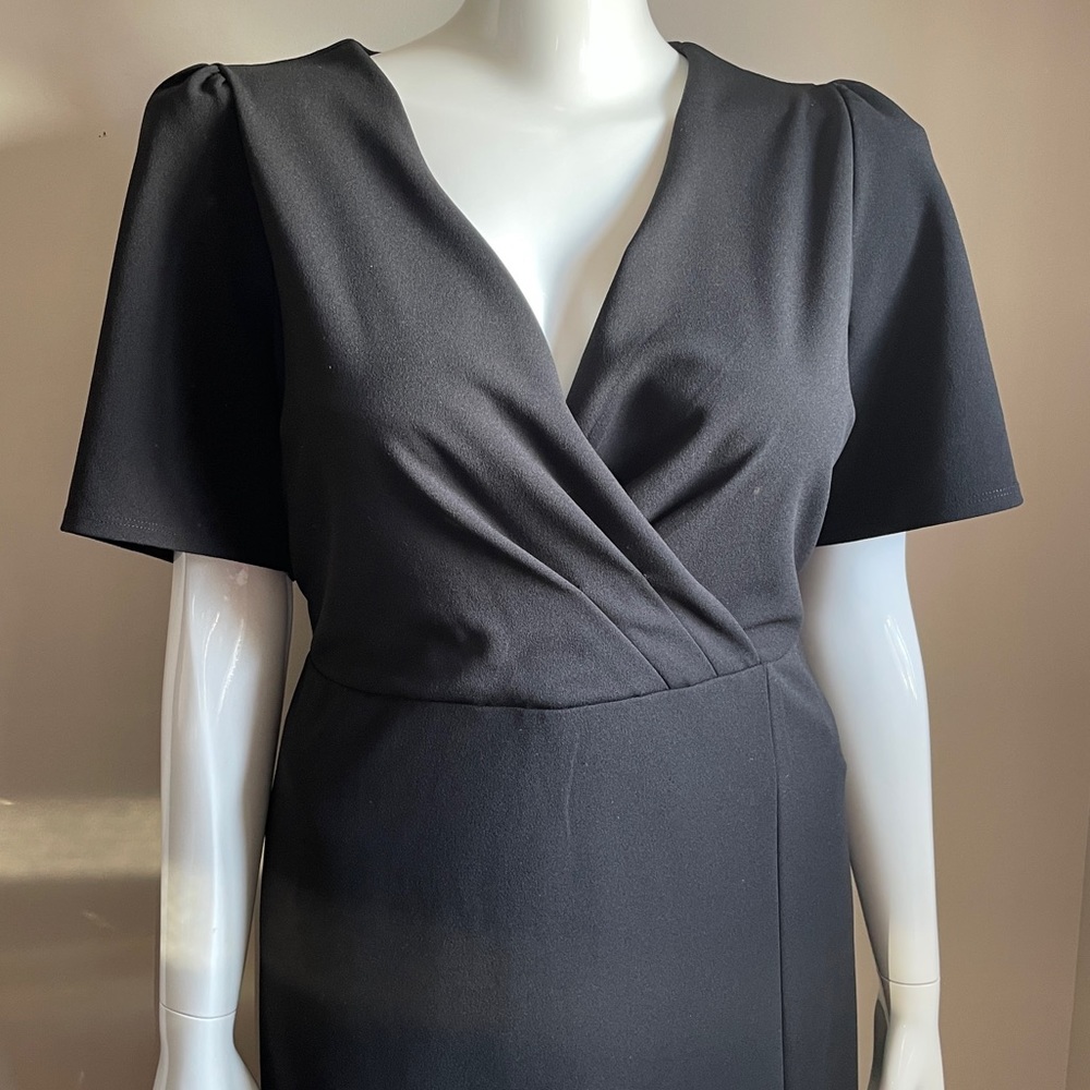 Christian Siriano Black Faux Wrap Dress, Size 20W